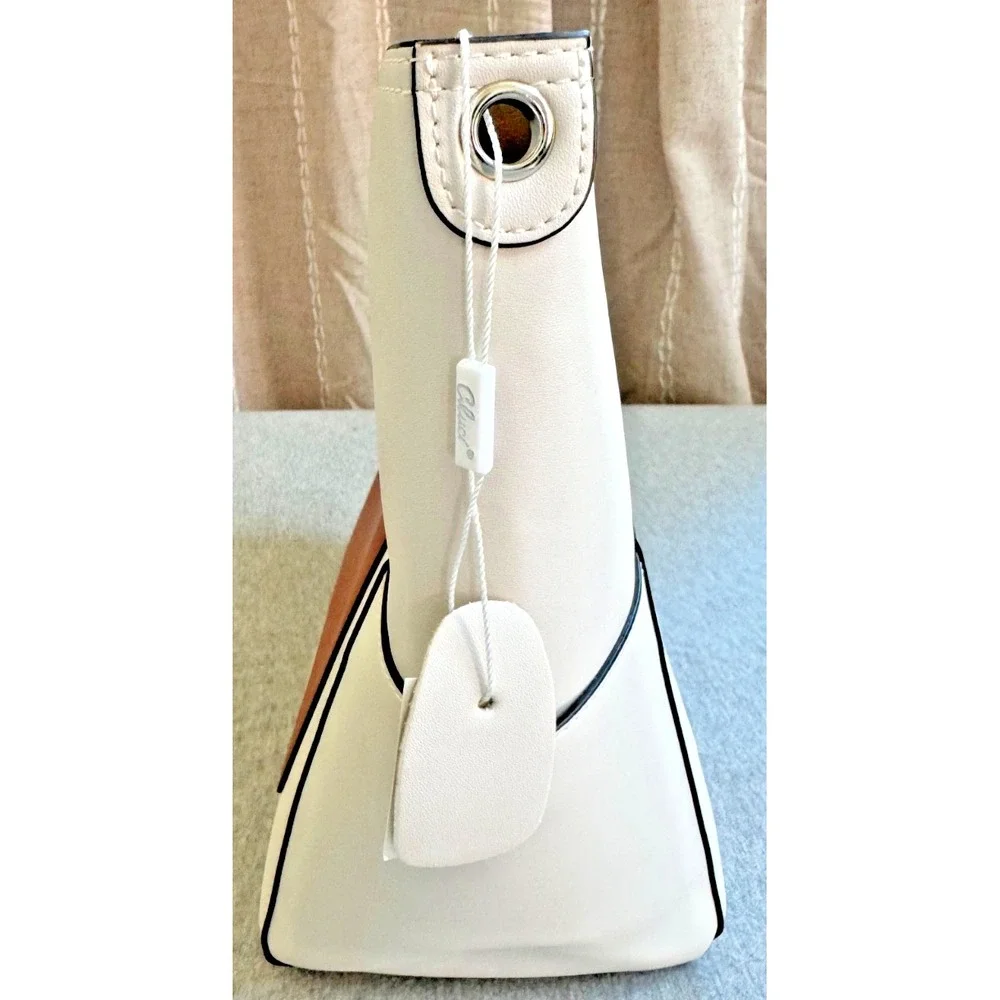 CLUCI Vegan Leather Hobo Bucket Bag Pockets 2 Detachable Straps White Brown
